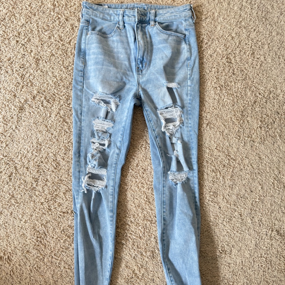 American Eagle Outfitters Blue Skinny Jeans Distressed Style